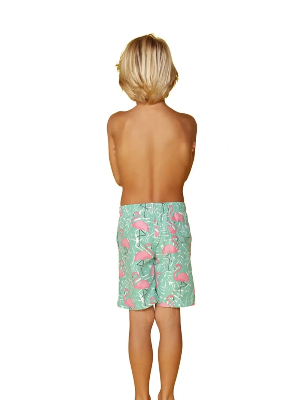 Ingear surfer Kids Mint Green Flamingo tropical Swim Trunks boardshorts 12/14